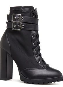 Black Heeled Combat Boots